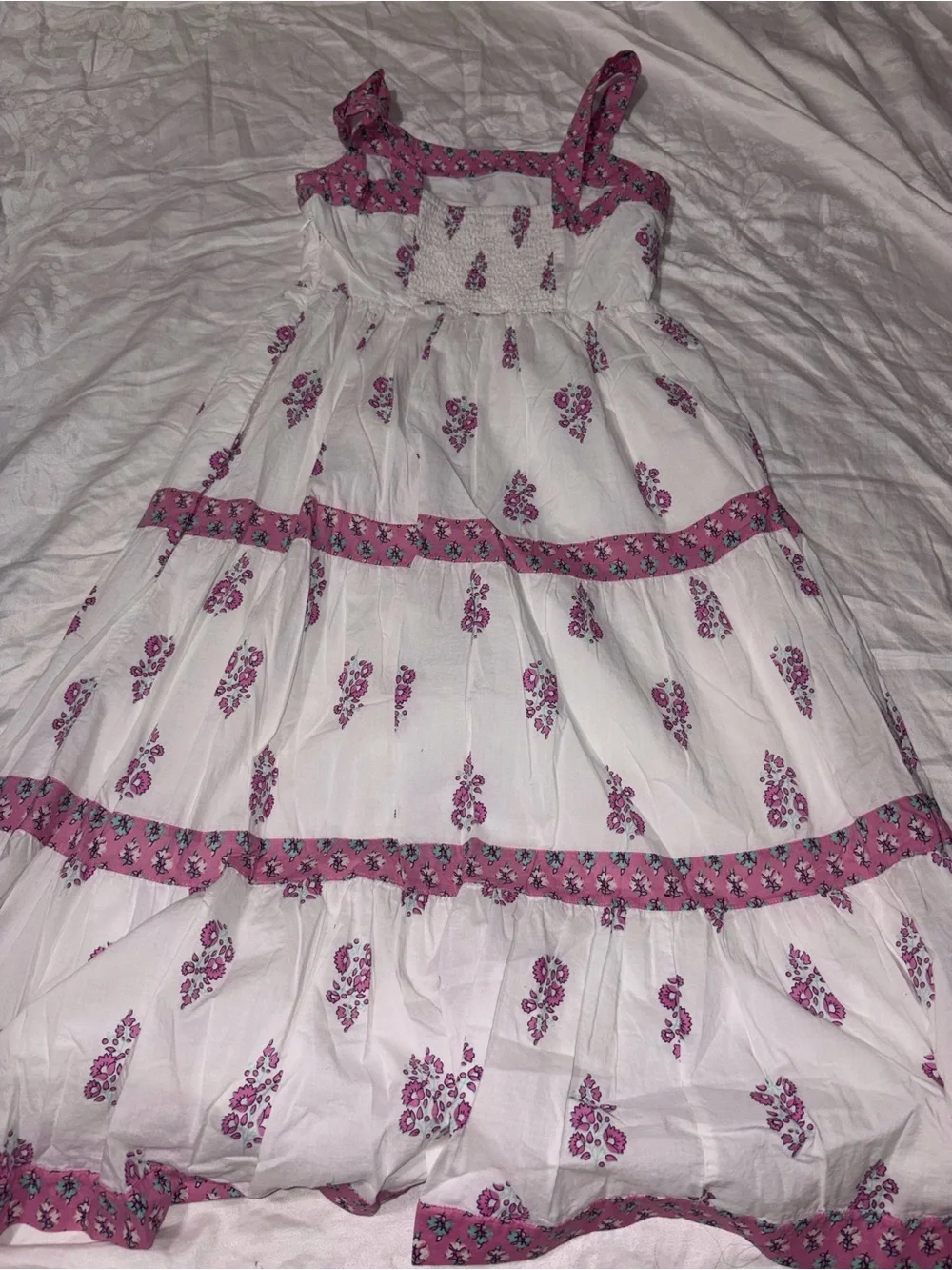 Like new J.Crew Blue Floral cottagecore boho Tiered Midi Dress Sz.4